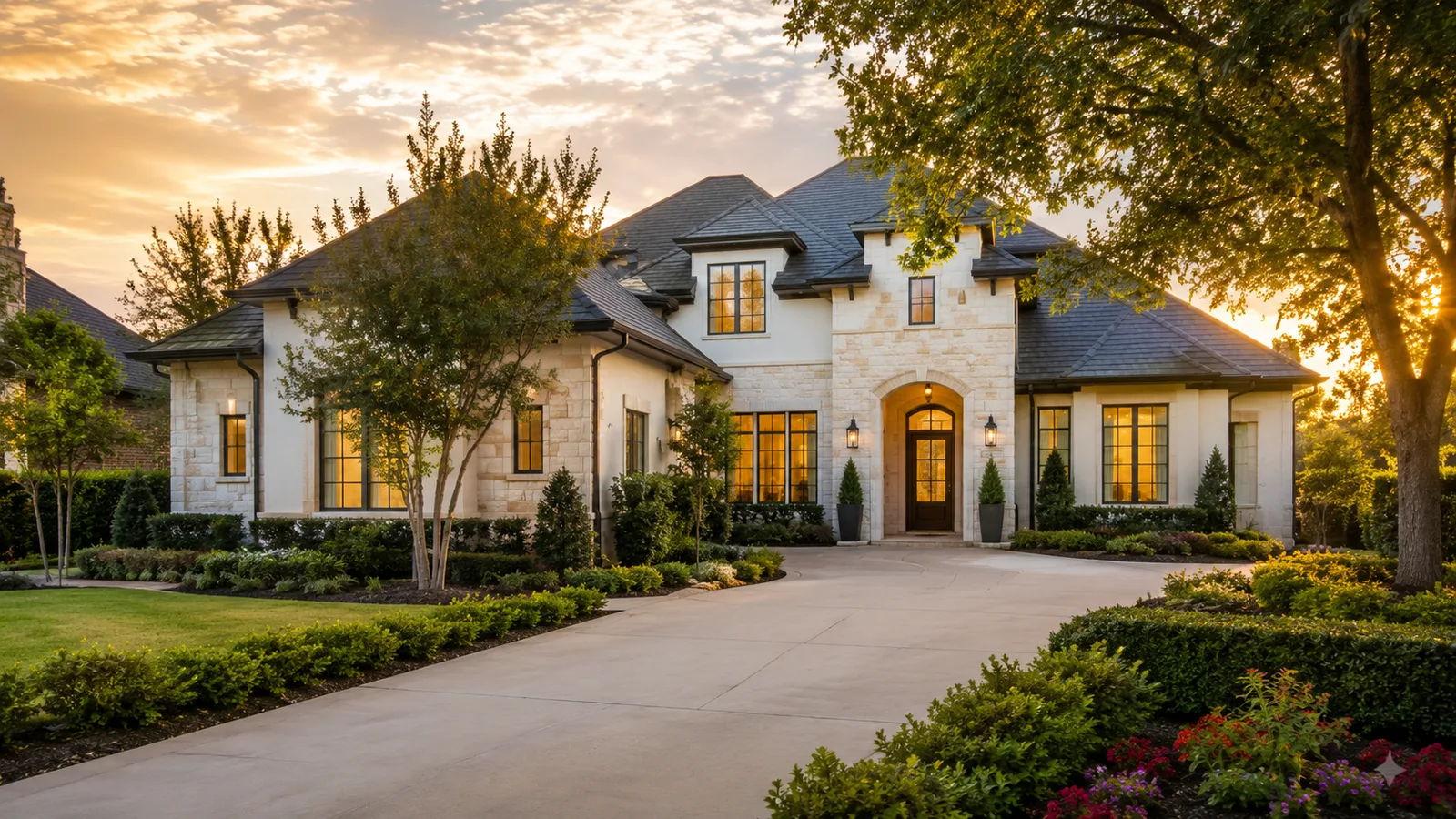 Residencia de lujo en Dallas a la hora dorada
